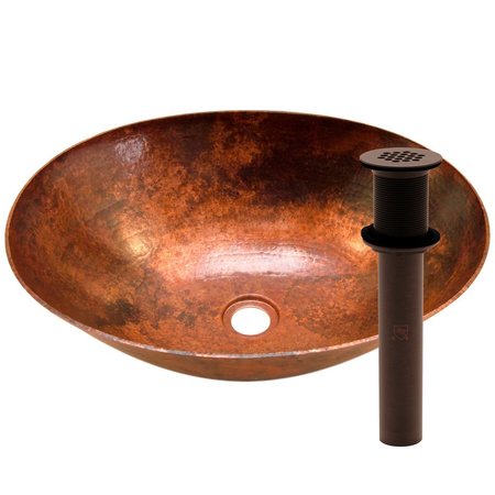NOVATTO BILBOA Copper Vessel Sink and Oil Rubbed Bronze Strainer Drain TCV-003NAORB